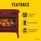 Freestanding Electric Fireplace Stove Heater with 3D Flame Effect for 1,000 Sq. Ft