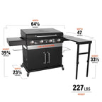 Blackstone 36 Culinary Cabinet Griddle with Side Table 4-Burner Liquid Propane Flat Top Grill