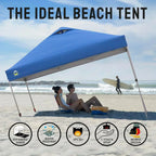 10x10 Pop-Up Awning One-Click Installation Beach Tent Outdoor Sunshade Silver Coated Top