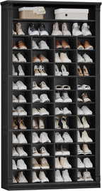 13 Tiers Shoe Storage Cabinet, Tall Shoe Cabinet with Cubby, Wooden Shoes Organizer