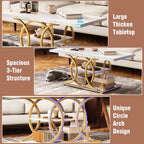 GiftGo Rustic Style Coffee Table Storage Industrial Style Three Tier Centerpiece Living Room Table