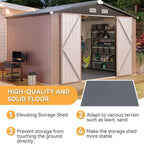 Aoxun 7.4x5.3FT Shed with Floor Galvanized Steel Outdoor Storage Shed Metal Garden Shed