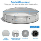 Costway Round Above Ground Swimming Pool Patio Frame Pool W/ Pool Cover Iron Frame Blue