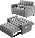 Pipishell 3 in 1 Convertible Sleeper Sofa Bed Pull Out Couch for Living Room USB Ports Side Pockets
