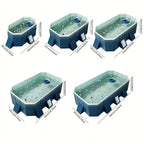 Olurrisa 9.8ft Blue PVC Folding Pool, Non-Inflatable, 1900L/500GAL Capacity for Outdoor Bathing & Cooling, Folds for Compact Storage (113”L x 66”W)