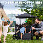 EVER ADVANCED Side-unzip Wagon Stroller for 2 Kids Push Pull Stroller with Adjustable Handle