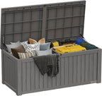 EAST OAK Outdoor Storage Box 60 Gallon Deck Box Indoor and Outdoor Use Waterproof Resin Storage