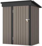 Patiowell 5x3 FT Outdoor Storage Shed Tool Shed with Sloping Roof and Lockable Door Metal Shed