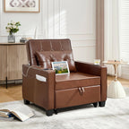 Adult Convertible Sleeper Chair Bed, 3-in-1 Pull-Out Sofa Bed with USB/Type-C Ports, Cup Holders, Side Pockets, Single Sofa