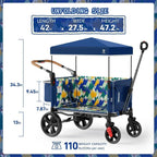 EVER ADVANCED Side-unzip Wagon Stroller for 2 Kids Push Pull Stroller with Adjustable Handle