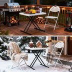 WASUHE 30 Small Folding Table, Height Adjustment Tv Tray Table, Practical Portable Tv Dinner Table for Eating, Sofa, Indoor/Outdoor, White