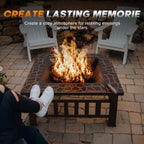 Devoko Outdoor Fire Pit, 32 Inch Firepit Table Metal Outdoor Fireplaces with Waterproof Cover for Outside Patio Camping