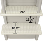 Aqua Select White Anti-Slip Pool Steps with White Steps and White Outside Flip-up Safety Ladder, 48-54H