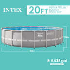 Intex 26719EH 14ft x 42in Prism Frame Above Ground Swimming Pool with Pump