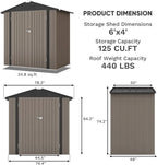 Patiowell 5x3 FT Outdoor Storage Shed Tool Shed with Sloping Roof and Lockable Door Metal Shed