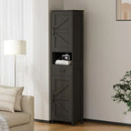 Homhedy 67 H Tall Bathroom Storage Cabinet with 2 Barn Doors and 1 Drawer Narrow Storage Unit