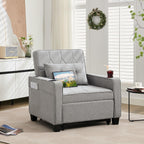 Adult Convertible Sleeper Chair Bed, 3-in-1 Pull-Out Sofa Bed with USB/Type-C Ports, Cup Holders, Side Pockets, Single Sofa