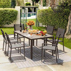 Homall Patio Dining Set 7 Pieces Outdoor Furniture Table and 6 Textilene Chairs Light Grey