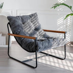 MAXYOYO Modern Accent Chair Comfy Living Room Chair with Metal Frame Wooden Armrest