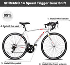 WEIZE Road Bike 700C Wheel City Commuter Bicycle Shimano 14 Speed Drop Bar Racing Adult Bike