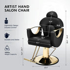 Artist Hand Salon Chair Reclining Barber Chair Oversized Hydraulic Pump Hair Salon Chair