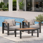 Aluminum Outdoor Patio Furniture Set with Coffee Table, 5 Piece Patio Conversation Sets, Outdoor Sectional Furniture for Porch, Balcony, Yard, Gray