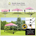 10x10 Pop-Up Awning - One-Click Installation Beach Tent - Outdoor Sunshade Silver Coated Top, 3 Heights and 4 Sand Pockets