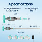 SPECSTAR Cordless Pool Vacuum with Telescopic & Extension Poles 9.12ft, 18.5 GPM Suction, 60-Min Run Time, Handheld Cleaner Rechargeable with Battery Indicator for Pools/Spas/Hot Tubs - Yellow