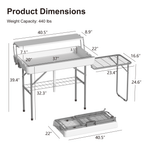EVOKEDEN 42.5 Fish Cleaning Table w/ Sink, Folding Camping Table & Fish Cleaning Station w/ Measure Mark