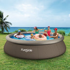 Funsicle QuickSet Designer Above Ground Swimming Pool Set – with FB800 Filter Pump, 14' x 36, Inflatable Top Ring, Round, Double Rattan