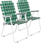 VINGLI Patio Lawn Webbed Folding Chairs Set of 2 Outdoor Beach Portable Lawn Chair