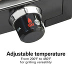 Electric Indoor Searing Grill with Viewing Window & Adjustable Temperature Control to 450F, 118 sq. in. Surface Serves 6, PFAS-Free Removable Nonstick Grate, Stainless Steel
