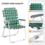 VINGLI Patio Lawn Webbed Folding Chairs Set of 2 Outdoor Beach Portable Lawn Chair