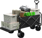 Foldable 4-wheel cart, foldable, 37 inches long, 480 lb capacity, heavy-duty beach cart, shopping cart with wheels