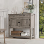 Farmhouse style console table coffee bar, entry table with storage rack, sofa table buffet sideboard