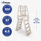 Vinyl Works Canada SLAW Slide Lock A Frame Above Ground Pool Ladder, White
