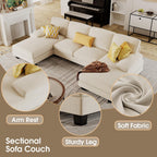 Furmax Sectional Couches for Living Room U-Shaped Sofa Couch Linen Fabric 4 Seat Sofa Set