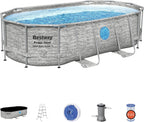 Power Steel 14' x 8'2 x 39.5 Oval Above Ground Pool Set Includes 530gal Filter Pump Ladder