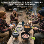 4 Piece Lightweight Aluminum Camping Cookware Set with Kettle for 2 to 4 People