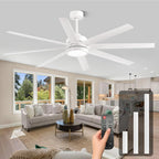 Modern Ceiling Fans with Lights, 72 Inch Ceiling Fan with Light and Remote, Bedroom Living Room Library Cafe Outdoor/Industrial,24W 3CCT Dimmable, 8 Blades 6 Speed Reversible Quiet DC Motor, Black