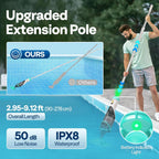SPECSTAR Cordless Pool Vacuum with Telescopic & Extension Poles 9.12ft, 18.5 GPM Suction, 60-Min Run Time, Handheld Cleaner Rechargeable with Battery Indicator for Pools/Spas/Hot Tubs - Yellow