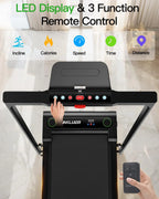 Akluer Inclined Home Treadmill 2.5 HP Small Under-Desk Treadmill with Remote Control and LED Display