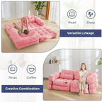 Folding Sofa Bed L-Shaped Convertible Sofa Bed with Armrests and Pillows