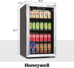 Beverage Refrigerator and Cooler 115 Can Mini Fridge with Glass Door for Soda Beer or Wine
