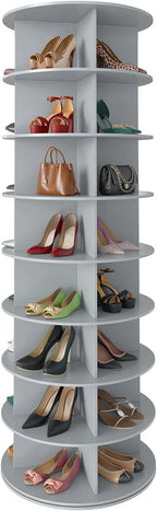 SpaceAid 7 Tier Rotating Shoe Rack Tower, Spinning Shoe Display Lazy Susan