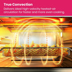 Infrared Heating Air Fryer Toaster Oven, Extra Large Countertop Convection Oven 10-in-1 Combo, 6-Slice Toast, Enamel Baking Pan Easy Clean with Recipe Book, Black Matte Stainless Steel