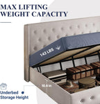 Allewie Queen Size Lift Up Storage Bed Modern Wingback Headboard Hydraulic Support