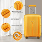 5-piece PP hardshell lightweight travel carry-on luggage set with dual spinner wheels