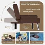 Homall Futon Sofa Bed Leather Futon Couch with Armrests Adjustable Recliner Sleeper Sofa Bed
