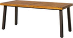 Devoko Home Acacia Wood Dining Table 6-Person Indoor Outdoor Table with Iron Legs, Sandblast Finish, Natural Stained, Rustic Metal, 69 * 33 * 30 inch (Natural)